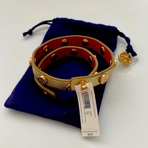 NWT Tory Burch leather wrap bracelet Gold